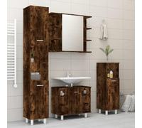 HKQWPBF Set di 4 mobili da bagno in legno con molto spazio, facile da pulire e resistente all'umidità, design elegante con linee pulite, include supporto da parete per il fissaggio