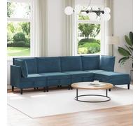 HKQWPBF Set salotto 5 pz. velluto blu con compensato | design con cuscino, imbottitura in schiuma, ergonomico, facile da pulire, mobili moderni per il soggiorno