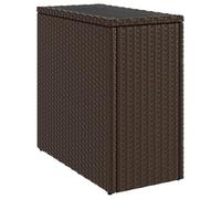 HKQWPBF Tavolino da giardino con ripiano in vetro, marrone, 58 x 27,5 x 55 | giardino, cortile, terrazza, caffè, conversazioni, vetro temperato, rattan sintetico, rattan sintetico, telaio in acciaio