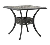 HKQWPBF Tavolo da giardino bronzo, 80 x 80 x 75 cm, in alluminio pressofuso | foro per ombrellone, quattro gambe, piano del tavolo con motivo, per interni ed esterni, facile da pulire