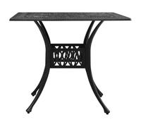 HKQWPBF Tavolo da giardino nero, 90 x 90 x 73 cm, in alluminio pressofuso | foro per ombrellone, in alluminio pressofuso, piano del tavolo con motivo, 4 gambe, per terrazza, balcone, giardino