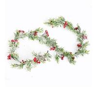 HKSDKABOP Aghi di pino artificiali, Ghirlanda di Natale artificiale con foglie, rami, bacche rosse, pigne e vite for albero fai da te(Color1)