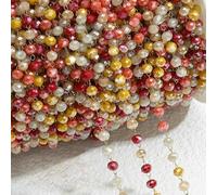 HKSDKABOP Catene con Perline in Acciaio Inossidabile Pietra di Cristallo Rosso Viola da 1 m for collane, bracciali, Maglioni, creazione Gioielli Fai Te(Red Yellow-Gold)