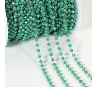 HKSDKABOP Catene con Perline in Acciaio Inossidabile Pietra di Cristallo Rosso Viola da 1 m for collane, bracciali, Maglioni, creazione Gioielli Fai Te(Green-Gold)