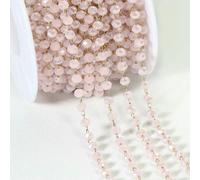HKSDKABOP Catene con Perline in Acciaio Inossidabile Pietra di Cristallo Rosso Viola da 1 m for collane, bracciali, Maglioni, creazione Gioielli Fai Te(Pink-Gold)