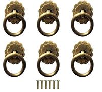 HKSDKABOP Maniglie ad anello in bronzo per cassetti, Maniglia ad anello a goccia da 6 pezzi, 30 mm, multicolore, for mobili cucina, guardaroba, cassetti, stile vintage(Antique Bronze 1)