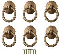 HKSDKABOP Maniglie ad anello in bronzo per cassetti, Maniglia ad anello a goccia da 6 pezzi, 30 mm, multicolore, for mobili cucina, guardaroba, cassetti, stile vintage(Antique Bronze 2)