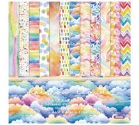 HKSDKABOP Pacchetto di Carta degli Appunti, Blocco di Carta for Scrapbooking ad Acquerello, 15x15 cm, Confezione da 48 Fogli, 12 Disegni, Multicolore, Lato Singolo