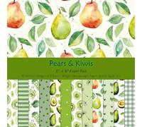 HKSDKABOP Pacchetto di Carta degli Appunti, Carta for Scrapbooking 6"x6" 24 Fogli 12 Disegni Cartoncino con Motivo a Frutta Verde su Un Lato