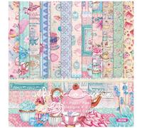 HKSDKABOP Pacchetto di Carta degli Appunti, Confezione da 24 Fogli di Carta for Scrapbooking Multicolore Senza acidi, 160 g/m², 6x6 Pollici, 12 Disegni, Tema tè pomeridiano