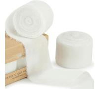 HKSDKABOP Un Nastro di Velluto Morbido, 1,5 Iarde/Rotolo da 4 cm, Fatto a Mano, Nastro di Velluto sfilacciato, con Bordi stropicciati, for Bouquet di Fiori da Sposa, Decorazioni Fai da Te(White)