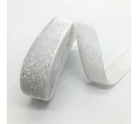 HKSDKABOP Un Nastro di Velluto Morbido, Nastro di Velluto da 3 Metri e 3/4" for Decorazioni for Feste Nuziali, Fatto a Mano, con Fiocco for Capelli, Fai da Te, Nastro Natalizio(Glitter White)