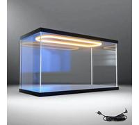 HKSDKABOP Vetrina trasparente, Vetrina in acrilico leggero a LED, base nera trasparente, dimensioni multiple, antipolvere con porta(40x20x30cm(16"x8"x12"))