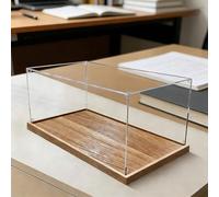 HKSDKABOP Vetrina trasparente, Vetrina in acrilico Protezione angolare con base in legno impilabile trasparente antipolvere Dimensioni multiple(60x60x60cm)