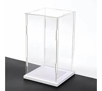 HKSDKABOP Vetrina trasparente, Vetrina in acrilico trasparente con base nera/bianca, dimensioni multiple, copertura antipolvere(White,30x30x30cm(12"x12"x12"))