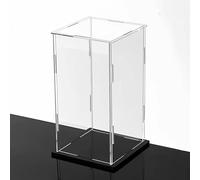 HKSDKABOP Vetrina trasparente, Vetrina in acrilico trasparente con base nera/bianca, dimensioni multiple, copertura antipolvere(Black,40x20x30cm(16"x8"x12"))