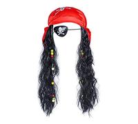 HKSICHENGKEJIUK Set di 3 toppe per occhi con cappello da pirata da dreadlock per adulti, adolescenti, Halloween, travestimento 3 in 1, capitano pirata, parrucca, parrucca, cranio, bandana per capelli