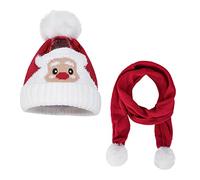 HKSICHENGKEJIUK Set di cappello di Natale per bambini, sciarpa a maglia, cappello di Babbo Natale, alce per bambini, pompon per feste di Natale, sciarpa, pettine, cappello di Babbo Natale, scaldacollo
