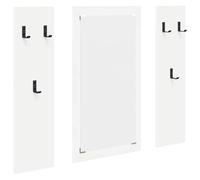 HKTMGDNG Appendiabiti da parete con specchio, bianco, 96 x 90 cm, in legno | Pratico pannello appendiabiti per corridoio e ingresso con ripiani integrati e specchio per montaggio a parete.