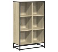 HKTMGDNG Libreria con 6 scomparti, 65,5 x 33 x 107,5 cm, rovere Sonoma | Scaffale divisorio industriale con 6 ripiani e struttura in metallo per soggiorno e ufficio, supporto da parete incluso.