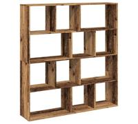 HKTMGDNG Libreria effetto legno anticato, 132 x 29 x 141,5 cm, con 12 | Pratico scaffale a gradini per soggiorno e ufficio: 12 scomparti offrono ampio spazio, ideale anche come divisorio flessibile