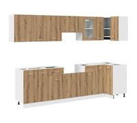 HKTMGDNG Mobile da cucina Lyon, 11 pezzi, in legno di rovere Artisan | Set di mobili da cucina modulari con pensili e elemento angolare per uno sfruttamento ottimale dello spazio nella cucina