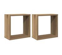 HKTMGDNG Scaffale da parete a cubo, 2 pezzi, rovere Artisan, 30 x 15 x 30 | Le mensole sospese compatte per soggiorno e camera da letto portano ordine a qualsiasi parete e risparmiano prezioso spazio