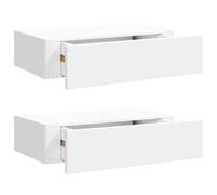 HKTMGDNG Scaffale da parete con cassetto, 2 pezzi, bianco, 40 x 23,5 x 10 | Set di 2 mensole sospese compatte per camera da letto e corridoio, ideale per riporre gioielli, orologi e chiavi.