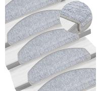HKTMGDNG Set di 15 tappetini per gradini, colore grigio chiaro, 65 x 24 cm | Tappeti autoadesivi per le scale del corridoio: fonoassorbente, lavabile e delicato sui gradini in legno.