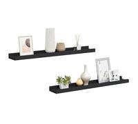 HKTMGDNG Set di 2 mensole da parete in MDF, 60 x 9 x 3 cm, colore nero | Semplice supporto per cornice portafoto per soggiorno e camera da letto, a forma di U con bordo protettivo contro la caduta