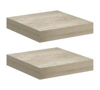 HKTMGDNG Set di 2 mensole sospese in legno MDF, 23 x 23,5 cm, colore rovere | Mensole sospese compatte per soggiorno, corridoio e camera da letto per esporre in modo elegante piccole decorazioni e libri.