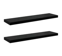 HKTMGDNG Set di 2 mensole sospese in MDF nero lucido, 90 x 23,5 cm | Elegante mensola da parete con supporto invisibile per camera da letto e corridoio. Il pannello a nido d'ape in MDF