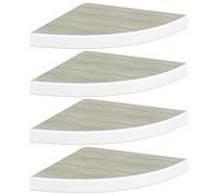 HKTMGDNG Set di 4 mensole angolari da parete, in rovere bianco, 35 x 35 cm | Pratica decorazione angolare per soggiorno, camera da letto o corridoio. Il supporto invisibile consente di risparmiare