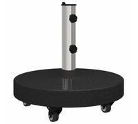 HKTMGDNG Supporto per ombrellone da 30 kg, in granito, rotondo | Stabile base per ombrellone in pietra naturale con tubo in acciaio inox per terrazze e giardini. Le ruote consentono