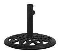 HKTMGDNG Supporto per ombrellone in ghisa, nero, 44 x 32 cm | Pesante base per ombrellone in ghisa con elegante motivo floreale per balcone e terrazza. Include adattatore per palo da 35