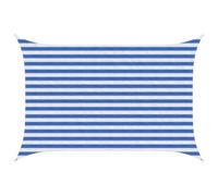 HKTMGDNG Tenda parasole rettangolare, 2 x 2,5 m, colore blu e bianco, permeabile al vento, in tessuto HDPE, per giardino, balcone e terrazza, con corde di fissaggio incluse