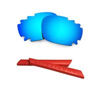HKUCO Blue Polarized Compatible/Replaceable Lenses plus Red Earsocks Rubber Kit For Oakley Jawbone Vented