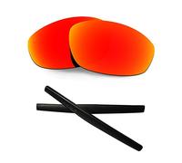 HKUCO For Oakley Whisker Red Polarized Compatible/Replaceable Lenses and Black Earsocks Rubber Kit
