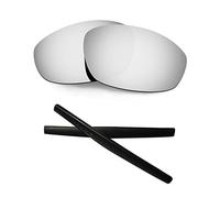 HKUCO For Oakley Whisker Silver Polarized Compatible/Replaceable Lenses and Black Earsocks Rubber Kit