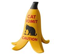 Hkuoeue Segnale di avvertimento da scrivania a forma di gatto con scritta "Vomit Caution Caution", decorazione a forma di buccia di banana, per collezionisti, appartamento, studio, camera da letto