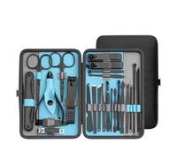 HKVTVCYPYA Kit di funzioni complete da 10/15/25 pezzi Set di pedicure professionale in acciaio inossidabile Tagliaunghie con custodia portatile Idea(Blue 25pcs)