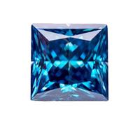 HKVTVCYPYA Perline con ciondolo a catena combinata in pietra moissanite taglio principessa VVS1 for la creazione di gioielli avanzati.(Sapphire blue,7x7MM- 2CT)