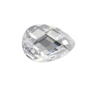 HKVTVCYPYA Pietra CZ bianca con foro a forma di pera, doppia scacchiera, gemme sintetiche, zirconia cubica for gioielli(13x18mm-50pcs)