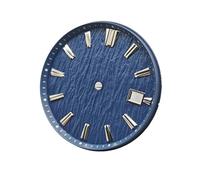 HKVTVCYPYA Quadrante dell'orologio da 33,5 mm Superficie con struttura in betulla con data singola Sostituisci gli accessori compatibili con il movimento NH35 NH36(Navy blue)