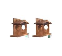 HKWFKAWA 2 set di mangiatoia per scoiattoli in legno, facile da riempire, mangiatoia per scoiattoli in legno per esterni