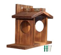 HKWFKAWA Mangiatoia in legno per scoiattoli, facile da riempire, mangiatoia per scoiattoli in legno per esterni