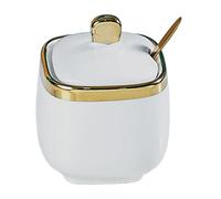 HKWFKAWA Zuccheriera in porcellana per condimenti in ceramica per piano di lavoro ristorante cucina quadrata bianca
