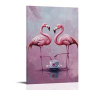 HKXXMTQMM Art Animals, decorazione da parete con fenicotteri e ballerine che hanno un tea party su una gamba, contemporanea, decorazione murale, 20 x 30 cm