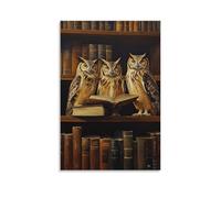 HKXXMTQMM Art Animals - Decorazione murale da appendere con civette, bibliotecari che zittiscono rumorosamente i mecenati in una biblioteca di mezzanotte, design decorativo da parete, 60 x 90 cm