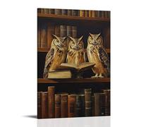 HKXXMTQMM Art Animals - Decorazione murale da appendere con civette, bibliotecari che zittiscono rumorosamente i mecenati in una biblioteca di mezzanotte, 30 x 45 cm